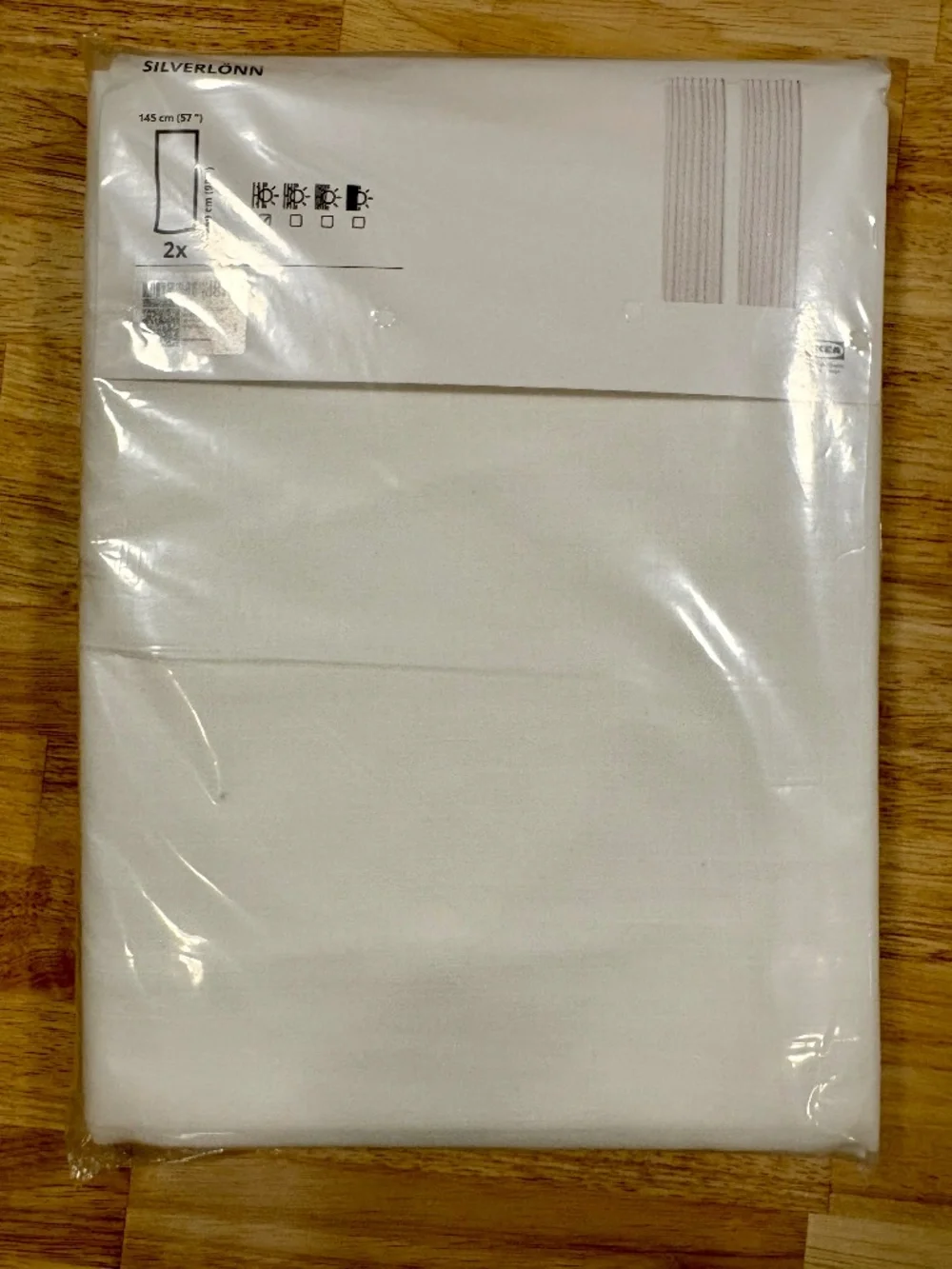 Brand New Ikea White Silverlonn 100% Cotton Curtains 2 Panels 57